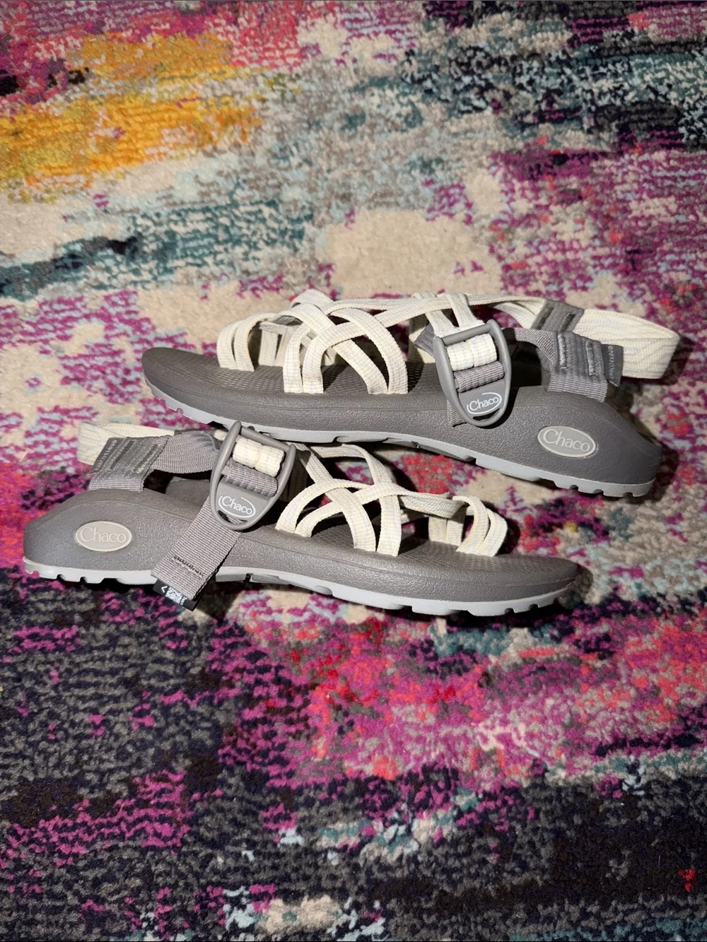 Chaco Women’s Strappy Sandals in Gray and Cream
